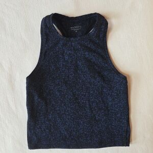 Athleta Blue And Black Patterned Crop Muscle Tank Top Size XS